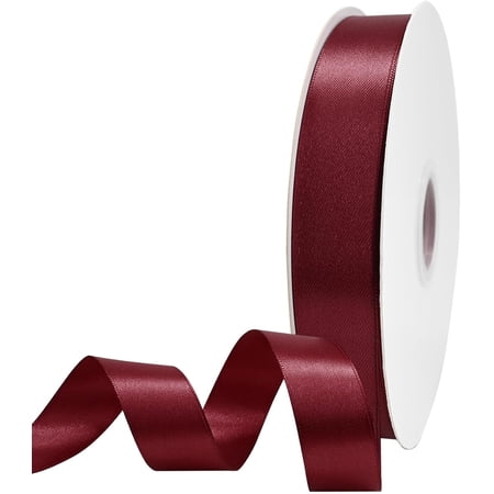 1 inch Wide 100 Yards Double Face Burgundy Satin Ribbon Fabric Ribbon for Gift Wrapping Weddings Decoration Bouquet Balloons Arts Craft Sewing Hair Bow Invitation