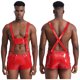 thumbnail image 3 of Lencería de charol para hombre, mono con tirantes, traje, pantalones cortos, mono con agujeros, mameluco ajustable, ropa para discoteca Rave, 3 of 5