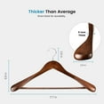 thumbnail image 6 of High-Grade Wide Shoulder Wooden Hangers 10 Pack with Non Slip Pants Bar - Smooth Finish Solid Wood Suit Hanger Coat Hanger, Holds upto 20lbs, 360° Swivel Hook, for Dress, Jacket, Heavy Clothes Hangers, 6 of 7