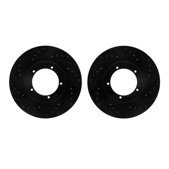 Dynamic Friction Company Front Brake Rotors-Drilled and Slotted-Black 8002-02014