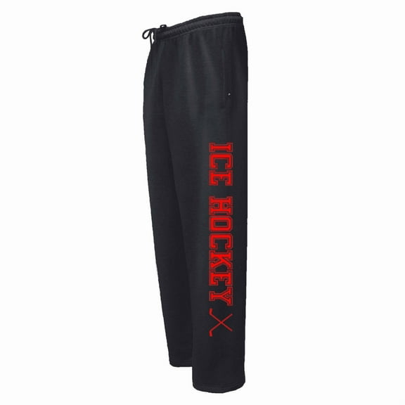 Adult Ice Hockey Black Sweatpants (Red, Adult X-Small)