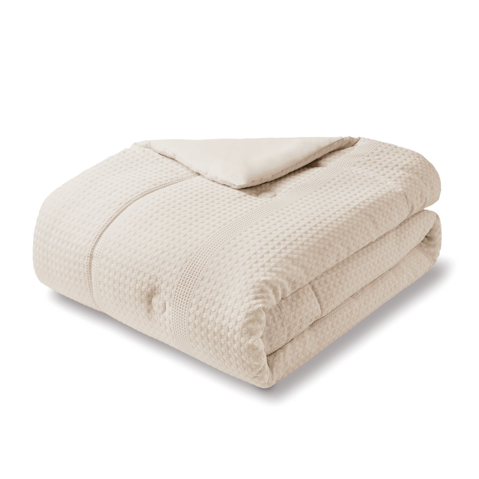 Mainstays 5-Piece Papyrus Beige Waffle Comforter Set, King