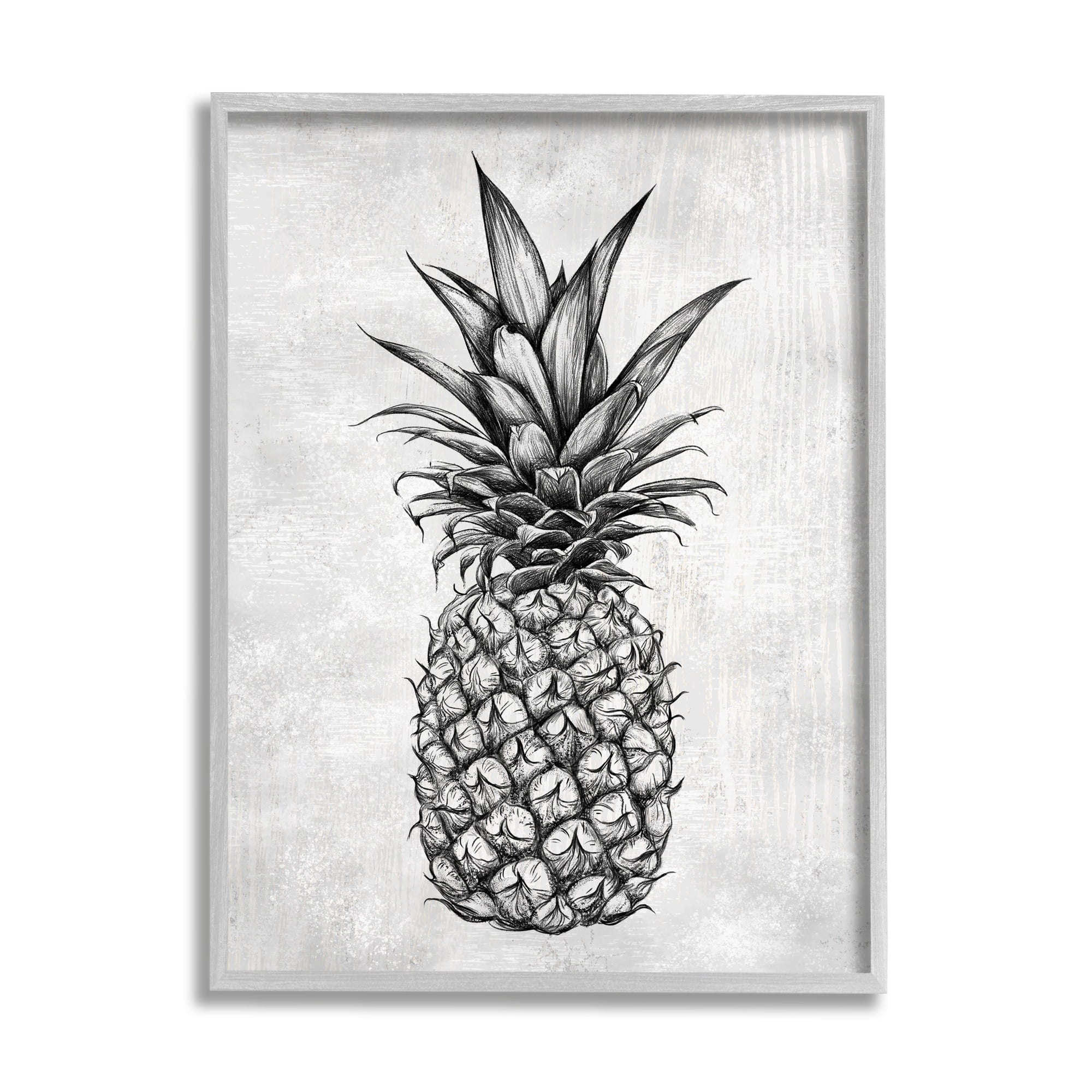 Stupell Industries Bold Pineapple Line Drawing Rustic Pattern Black White, 24 x 30,Design by Ziwei Li