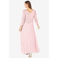 thumbnail image 2 of Roaman's Women's Plus Size Sequin Lace Three Quarter Sleeve A-Line Gown, 2 of 6