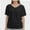 Black, variant on Womens Short Sleeve V Neck Dolman Tops with Side Shirring Loose Fit Shirts