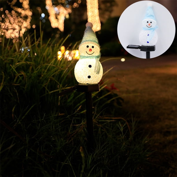 Lámpara de suelo decorativa navideña con forma de muñeco de nieve solar para exteriores, resistente al agua, para paisaje y patio
