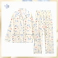 thumbnail image 2 of VISALY Womens Pajama Sets Button Down Pajamas Fashion Print Pajamas Spring Fall Long Sleeve Shirts Long Pants Cotton Set Loose Large Home Clothes Purple M, 2 of 4