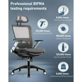 thumbnail image 6 of Ergonomic Office Chair with 4D Flip-up Arm, Mesh Chair with Adjustable Lumbar Support and Footrest,High Back Home Office Desk Chair,Computer Chair for Long Desk Work, Grey, 6 of 9