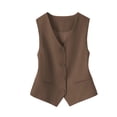 thumbnail image 4 of XAOFW Slim Fit Sleeveless Vest Cardigan Short Crop Top Layering Casual Knitwear Solid Color Summer Autumn Outerwear Jackets For Women Trendy Tops S, 4 of 4