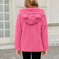 thumbnail image 4 of UQJfacai Girls Fleece Jacket Kids Bear Ear Hooded Sherpa Jacket Zip Up Hoodie Boys Winter Warm Coat with Pockets Fall Clothes 5-15 Years, 4 of 8