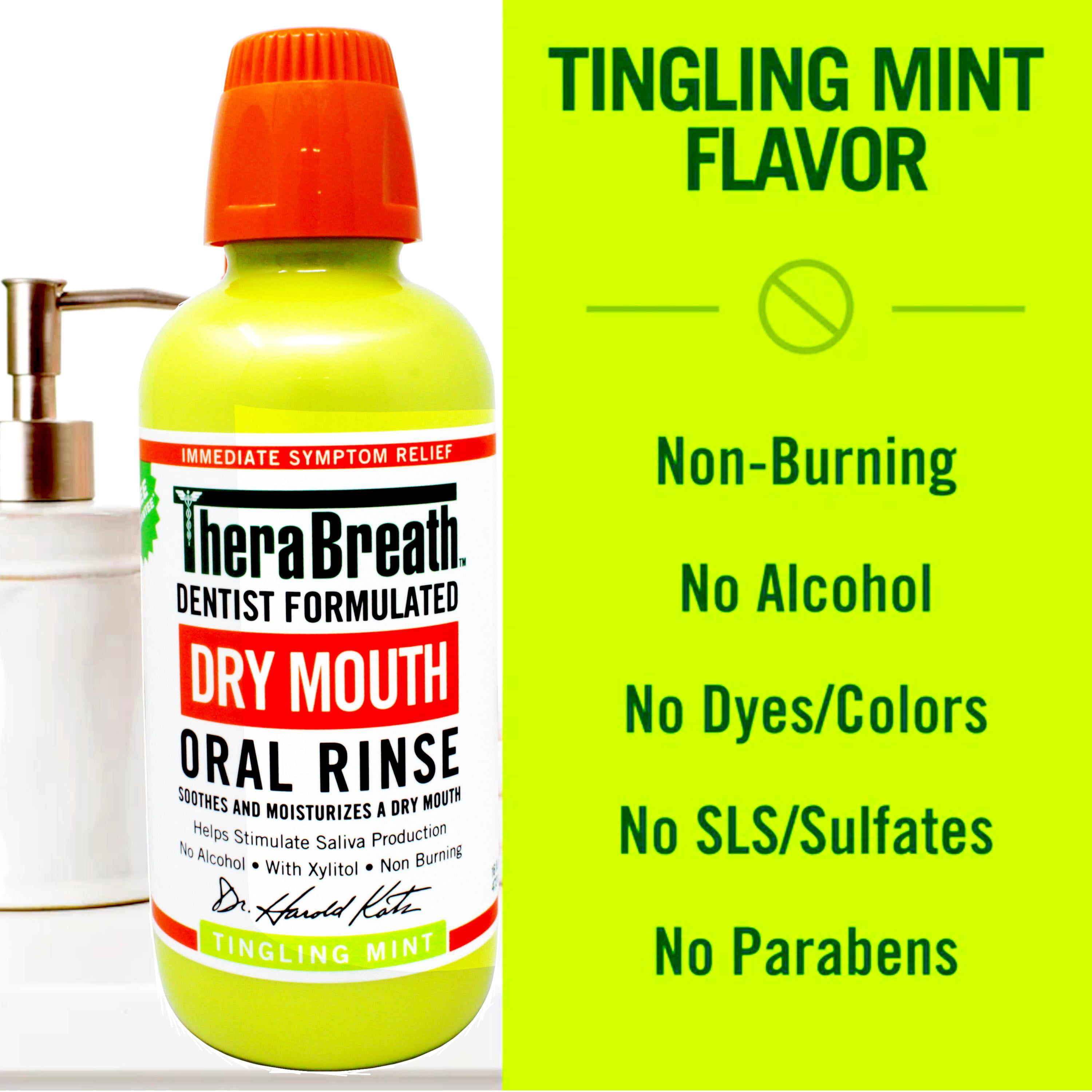TheraBreath Dry Mouth Oral Rinse, Tingling Mint, 16 FL OZ - 5 Pack