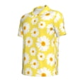 thumbnail image 2 of Vsdgher Daisies Flowers Print Men's Short Sleeve Stretch Polo Shirt, Moisture-Wicking Performance Polo Shirt, 2 of 8