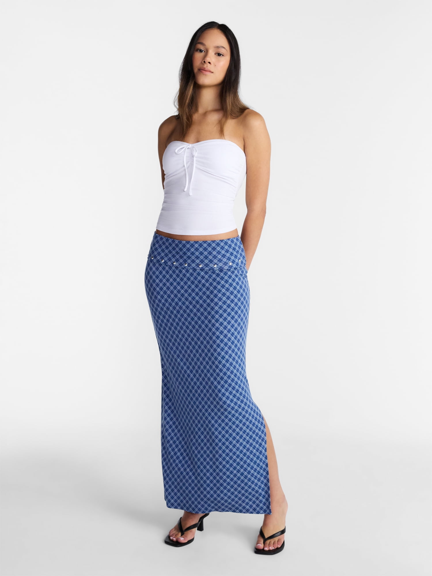 No Boundaries Foldover Knit Maxi Skirt, Women's XXS-XXL
