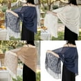 thumbnail image 2 of KCAHPAN Elegant Flower Lace Scarf Shawl With Tassels Soft Mesh Fringe Wraps For Women Wedding Party and Evening Dresses, 2 of 13