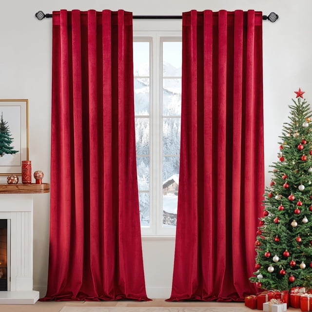 Cortinas MIULEE Velvet Blackout, 213 x 213 cm, 2 paneles, color rojo