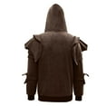 thumbnail image 5 of Dwelliawo Men's Hoodies Arthur Knight Elbow Protection Armor Hooded Sweatshirt Arthur Knight Retro Mask Drawstring Costume with Kangaroo Pocket Coffee 2XL, 5 of 6