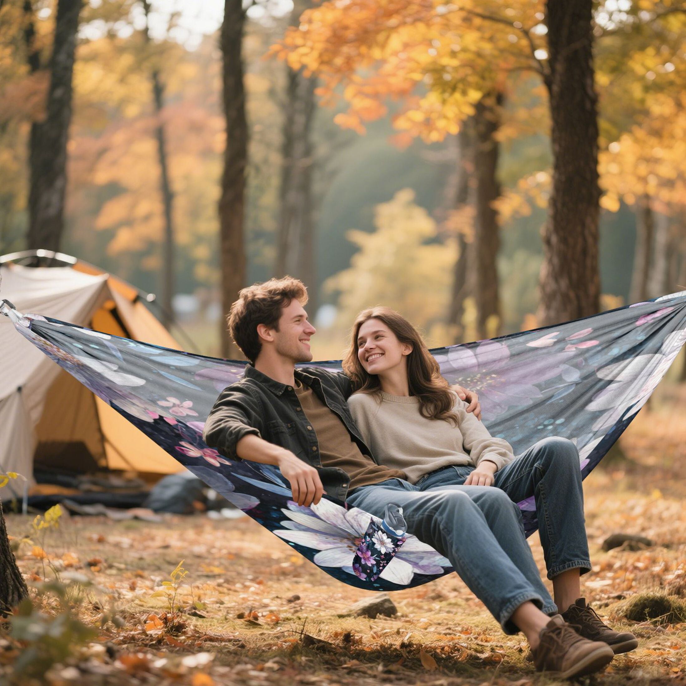 Hammock Camping Hammock Nylon Portable Hammock Travel Camping Hammock Purple Flowers