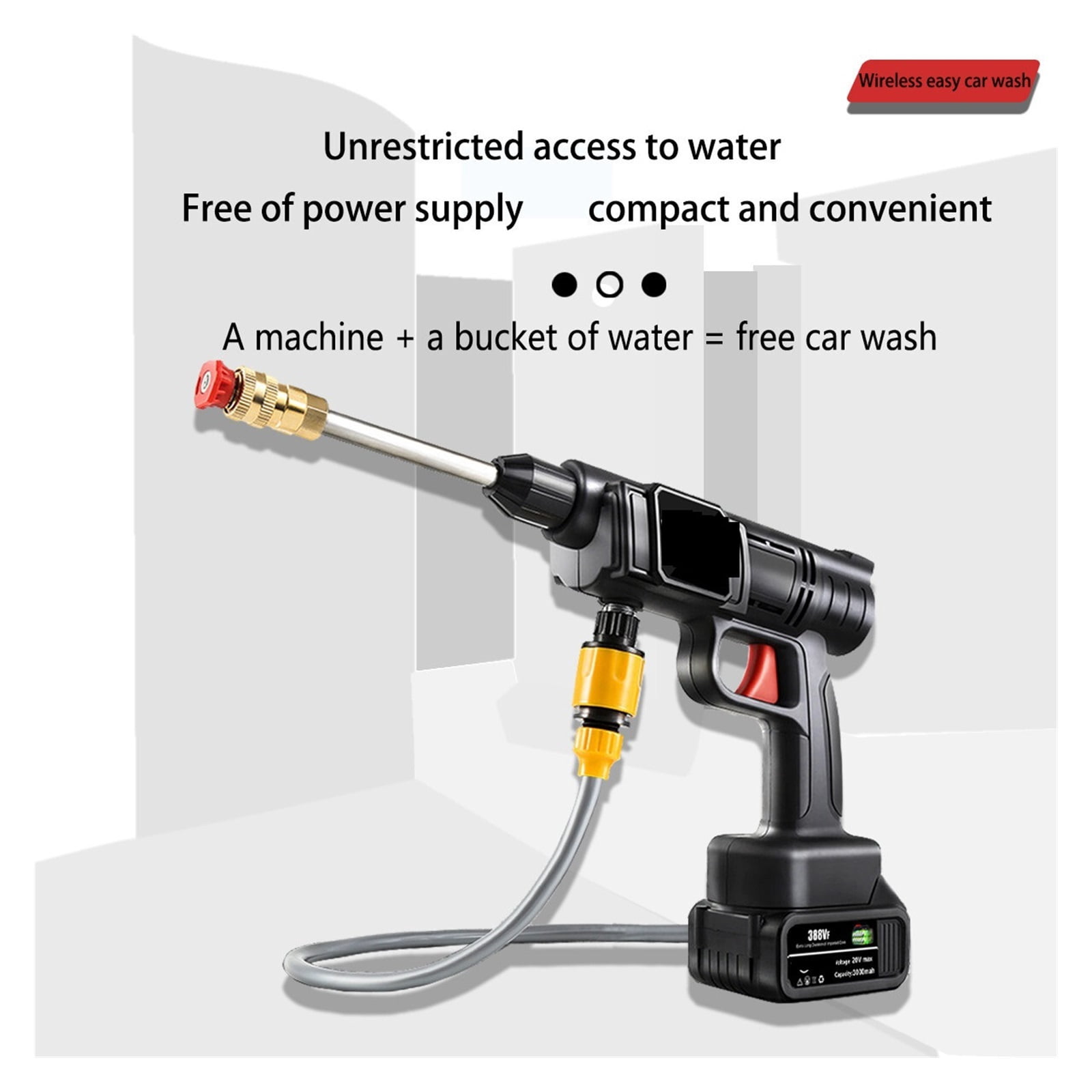 30Bar Wireless High Pressure Car Wash Washer Gun Foam Generator Water Gun Spray Cleaner With Box for 18V Battery ,Easy to Use