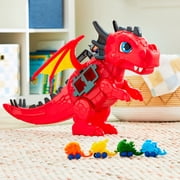 Kid Connection Dragon Car Carrier Playset with Light and Sound, 21 Pieces, Toddler Toys