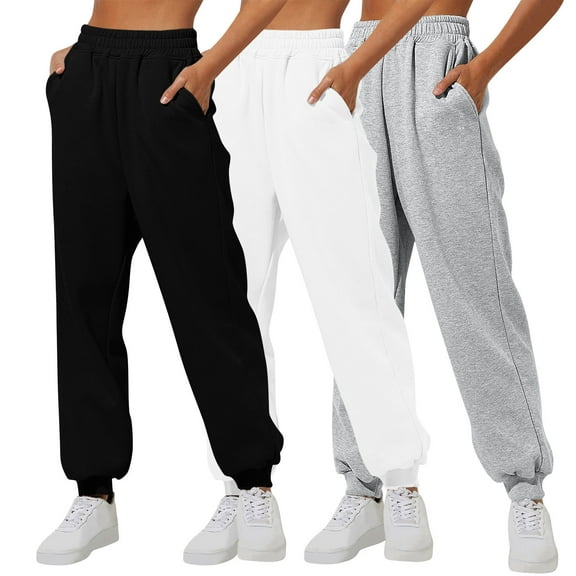 POROPL 3 Pack Sweatpants Joggers for Women Hiking Athletic Comfy Pants,Sweatpants for Women Size S-XXL