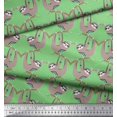 thumbnail image 2 of Soimoi Poly Georgette Fabric Feather,Branch & Sloth Cartoon Print Fabric by Yard 42 Inch Wide, 2 of 3