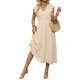 thumbnail image 3 of Vestido Midi Informal de Verano 2025 para Mujer, con Volantes, Corta, Cuello Redondo, Fruncido, Cintura Elástica y . Albaricoque XL, 3 of 9