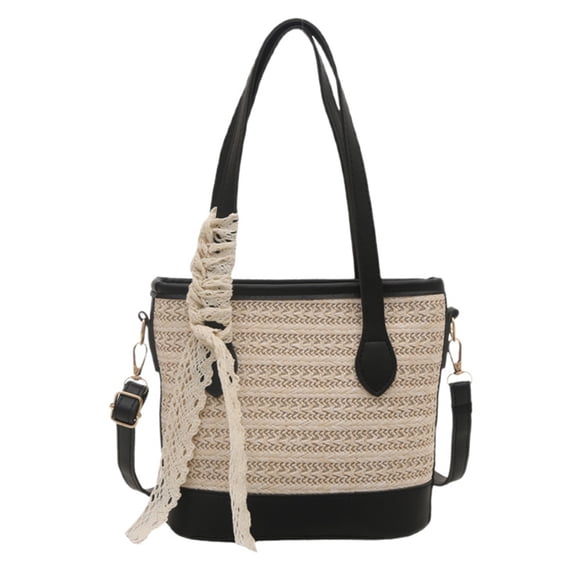 Women Shoulder Bag Large Capacity Crossbody Bag Fashion Beach Bag Lovely Messenger Bag Straw Bucket Bag Handbag