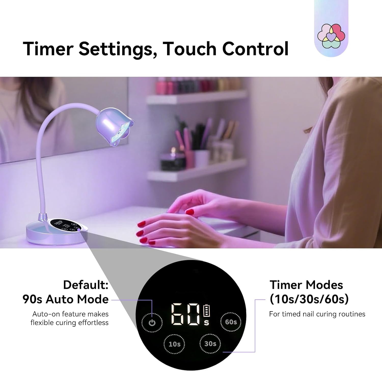 NEI Advanced 30W UV Nail Lamp: Purple Gel Nail Lamp Cordless U V Light for Gel Nails Smart Sensor LED Flash Cure Lamp lampara led para uñas Profesional Gooseneck 8S Fast Cure Nail Salon Manicure