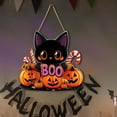 thumbnail image 2 of WMGHA Halloween Wreath Door Sign Welcome Sign for Front Door, Halloween Decorations Black Cat Happy Halloween Sign Hanging Home Wall Decor Halloween Party Favors Outdoor Indoor Supplies, 2 of 3