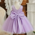 thumbnail image 5 of XAOFW Girls Dresses Formal Cute Bowknot Pearl V Back Ball Gown Sleeveless O-Neck Solid Color Breathable Comfortable Casual Daily Wear Sundress, 5 of 9