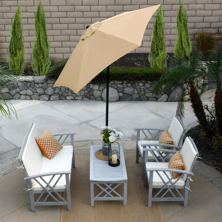 commercial rectangular patio umbrellas Galtech 772 Convenient LED Lighting Cantilever Freestanding Umbrella - 07USF010-WHEEL Main Color:Chocolate (4)