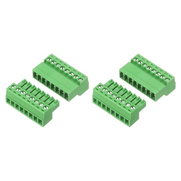 Uxcell 2 Set 8 Pin 3.5mm Pitch PCB Mount Screw Terminal Block Connector, Right Angle Pluggable Phoenix Plug for DIY Electronics Audio Power Modules 26-16AWG Cable