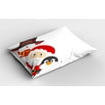 thumbnail image 2 of Ambesonne Christmas Pillow Sham 2 Pack, Happy Santa Penguin, 26"x20", Charcoal Grey Red White, 2 of 3