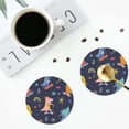 thumbnail image 5 of Pofeuu Cartoon Dinosaur Scooter Sport Blue Print Leather Coasters Set of 6, Round Cups Mugs Mat Pad for Home Kitchen Heat Resistant Drink Coasters,Round Shape, 5 of 7