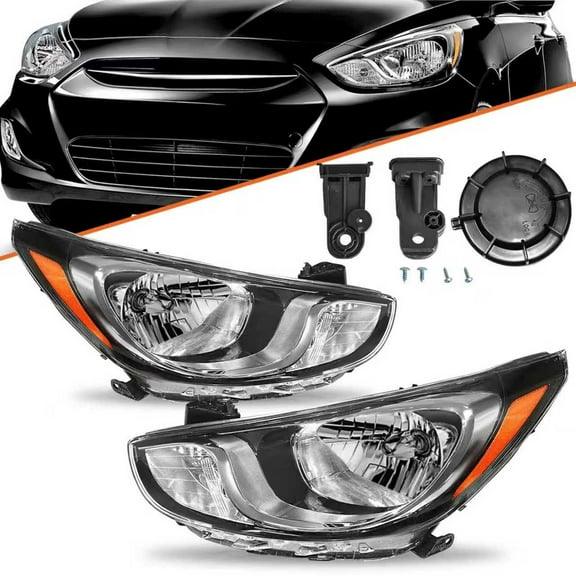 Pairs Halogen Headlights Assembly For 2012-2014 Hyundai Accent Sedan Headlamps
