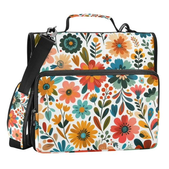 ALAZA Zipper Binder Floral Flowers 3 Ring Trapper Keeper File Folder Organizer Bag