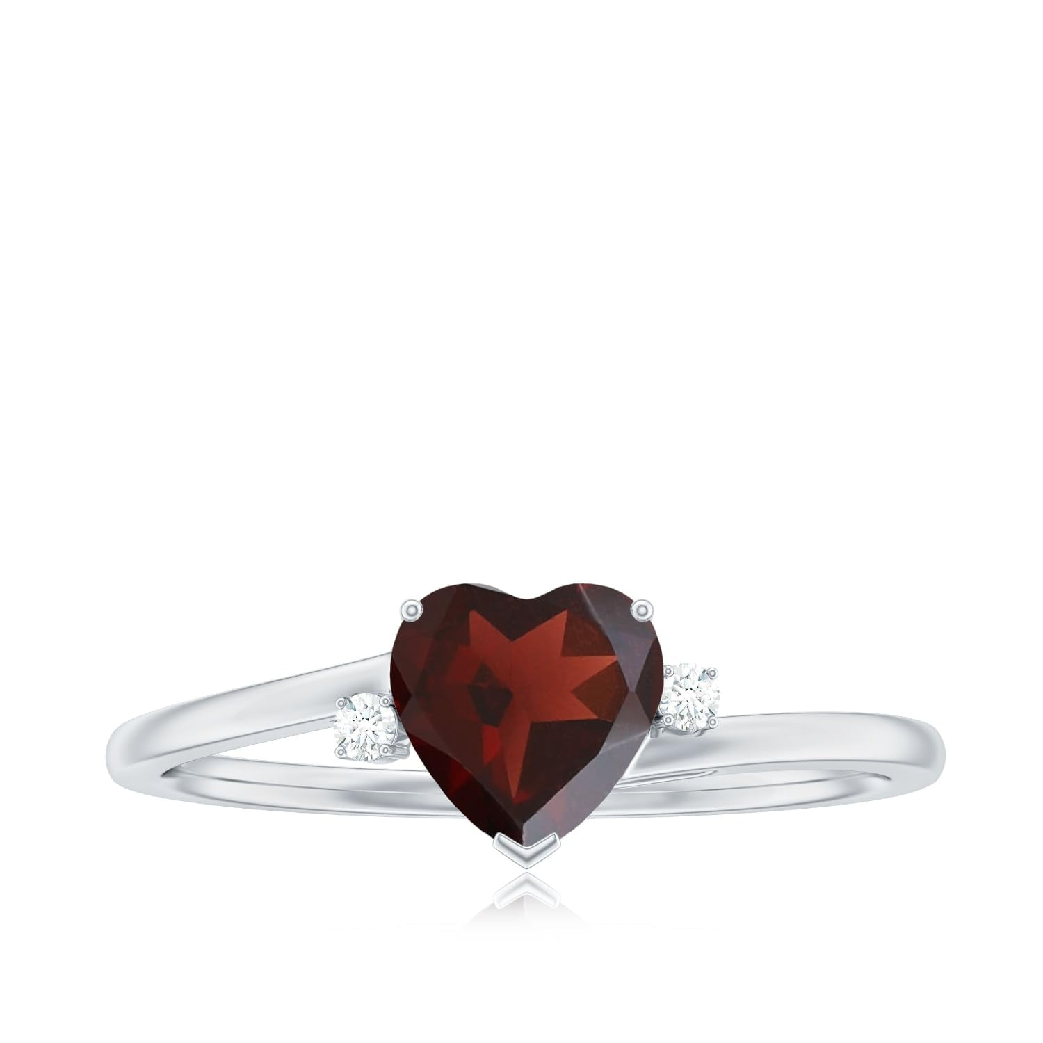 Heart Shape 6mm Red Garnet 925 Sterling Silver Solitaire Promise Engagement Ring for Women