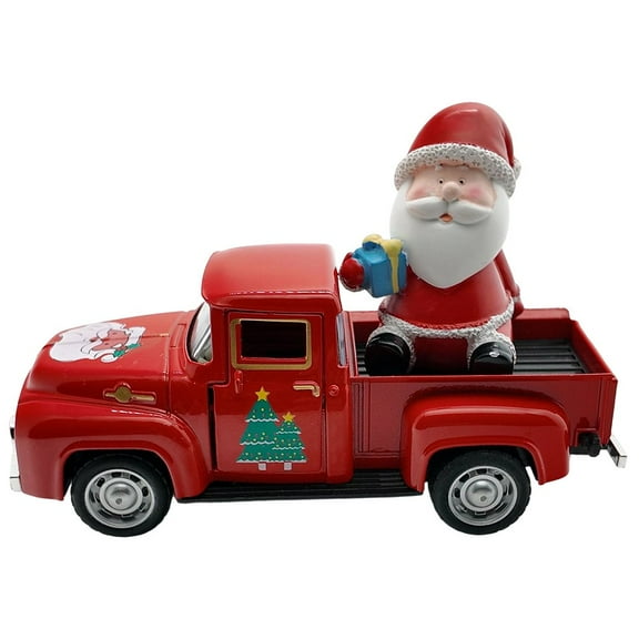 Christmas Truck Ornaments, Metal Vintage Red Truck Ornaments Red Truck Decorative Decorations for Bedroom Shelf