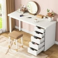 thumbnail image 4 of Tribesigns 47 inches Vanity Desk with 5 Drawers, Makeup Vanity Table Dressing Table with Storage, Modern Simple Computer Desk, White, 4 of 6