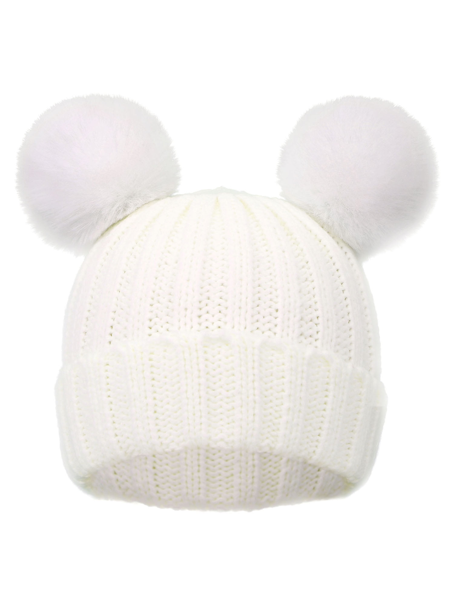 Baby Girls Lovely Bow Trim Lined Pom Pom Beanie Hats ☆ Beautiful Quality Hat ☆ 