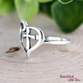 thumbnail image 3 of SS DESIGNS 925 Sterling Silver Cross in Heart Ring, Christian Promise Ring for Women, Handmade Religious Jewelry Gift, Cross Heart Ring Band, 3 of 5