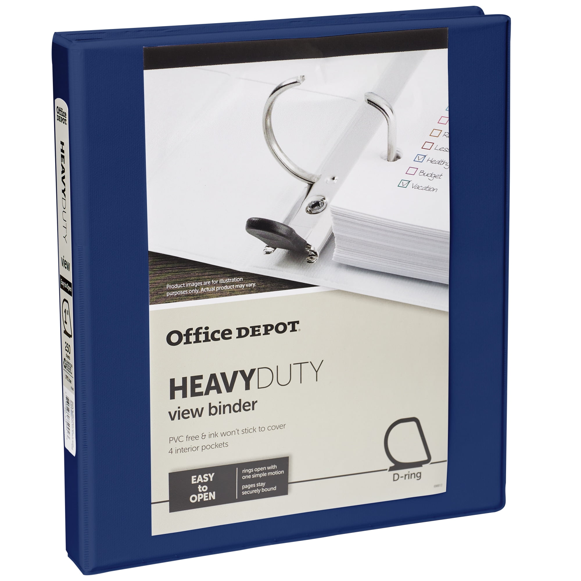 [IN]PLACE Heavy-Duty View Binders with EZ Comfort D-Ring 1', Navy Blue