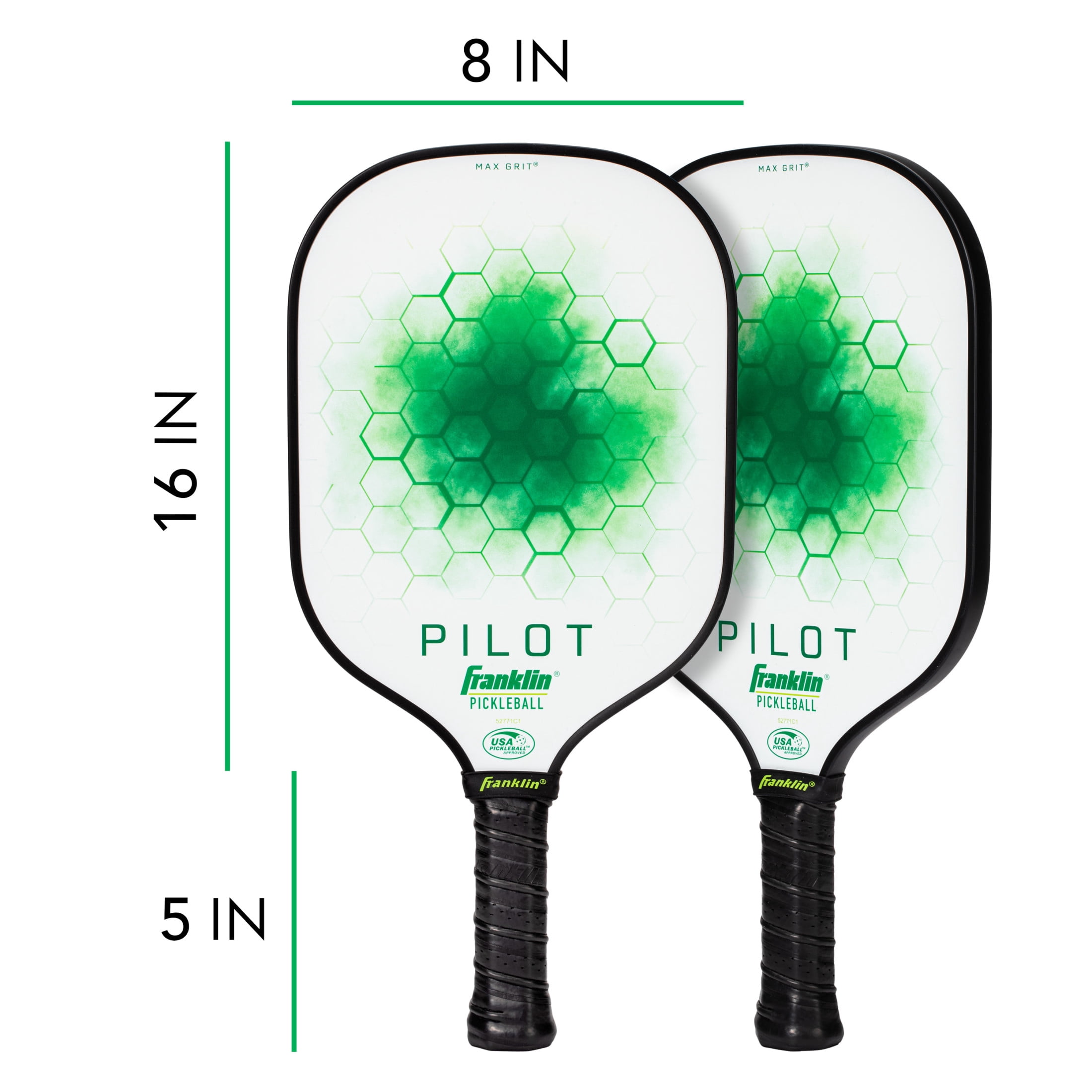 Franklin Sports Pickleball Paddle - Pilot Polypropylene Core Pickleball Racket - Official USA Pickleball (USAPA) Approved Pickleball Paddle - Lightweight Pro Racket - Green - 10mm Thick Core