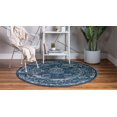 thumbnail image 3 of Rugs.com Charleston Collection Rug – 5 Ft Round Navy Blue Low-Pile Rug Perfect For Kitchens, Dining Rooms, 3 of 8