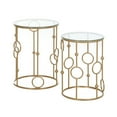 thumbnail image 1 of HOMCOM Ensemble de 2 Tables Basses Rondes, Tables d'Appoint Gigognes Dorées avec Dessus en Verre Trempé, Cadre en Acier pour Salon, 1 of 10
