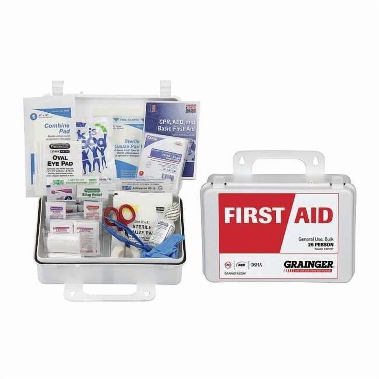 First Aid Kit and Housing, Plastic 139 Components, 25 People Served 54536