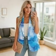 thumbnail image 4 of Uorisanigo Blue Watercolor Print Women's Vest Tops Loose Sleeveless Women's Suit Vest with Pockets Lightweight Open Front Vests Blazer Elegant Outerwear Size 3XL, 4 of 7