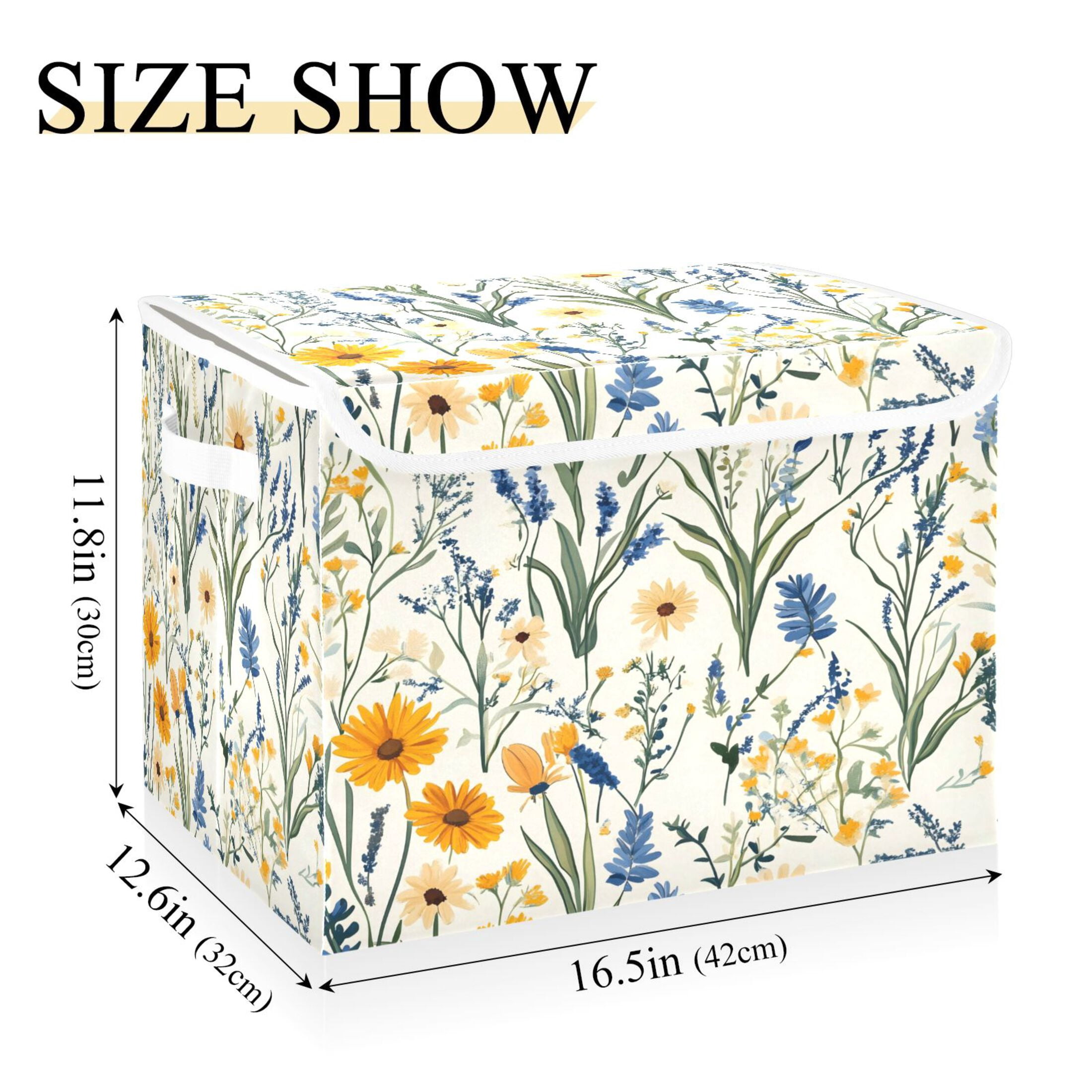 Ryvnso Retro Floral-a1 Large Lidded Foldable Storage Baskets Cubes Boxes Lids Bin for Home