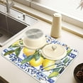 thumbnail image 2 of Lemon Olive Tree Italian Tile Dish Drying Mats for Kitchen Counter, 18x24 inch Drying Dishes Absorbent Microfiber Dish Drainer Mat Rack Pad Fast Dry, 2 of 8