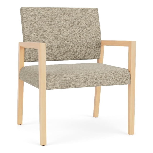 Pemberly Row Waiting Reception Wide Guest Chair Wood Frame in Beige